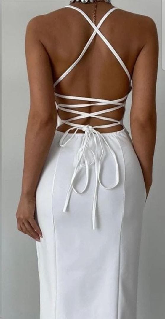 Elegance Lace-Up Midi Dress